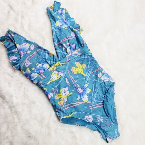 Modcloth Other - Modcloth Kelsie One-Piece Swimsuit Teal Floral